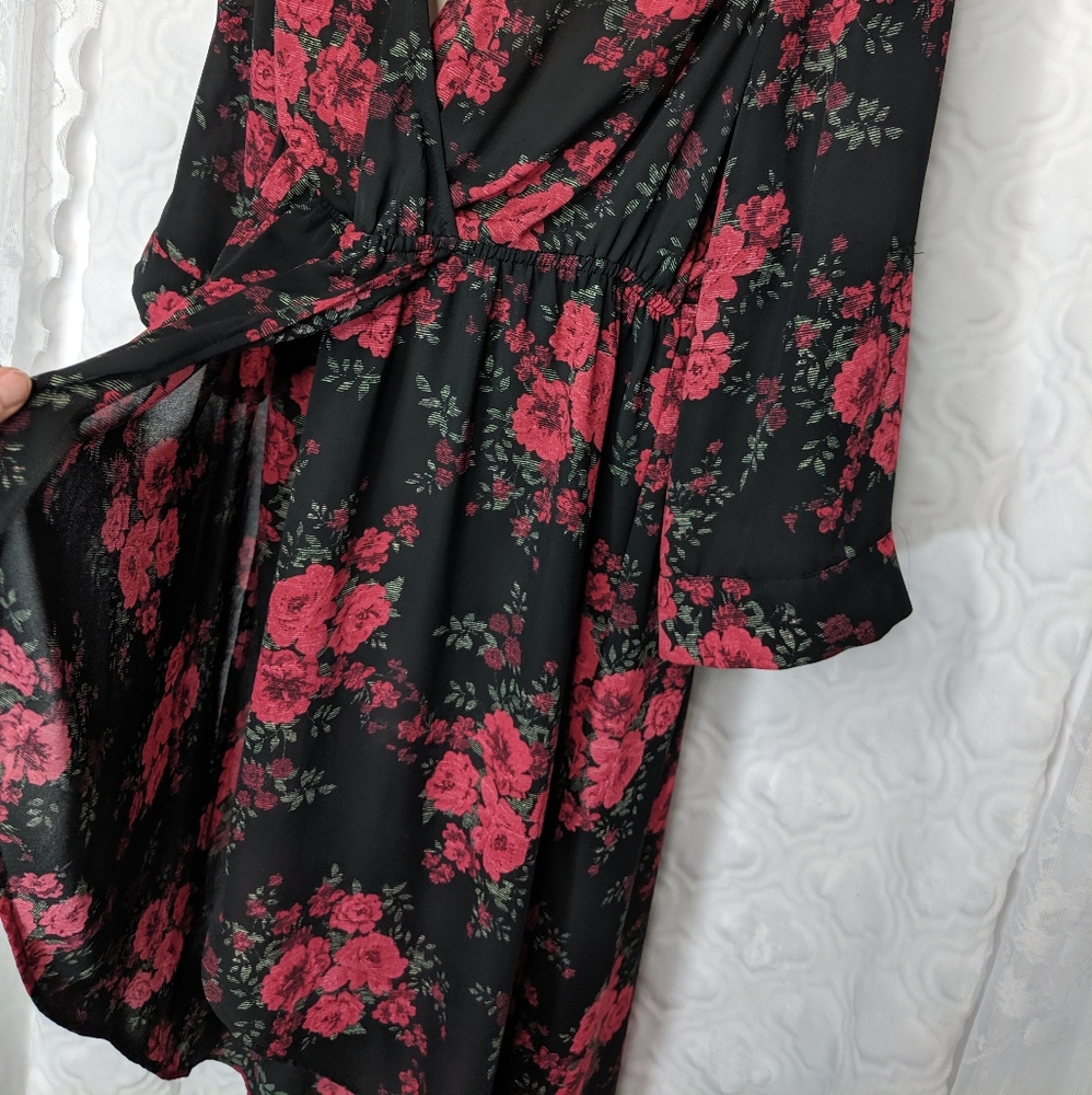 Torrid High Low Floral Faux Wrap Party Dress 1x - Picture 6 of 8